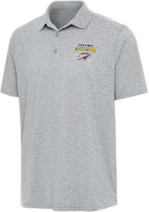 Antigua Oklahoma City Thunder Mens Grey 2025 Finals Champions Par 3 Short Sleeve Polo