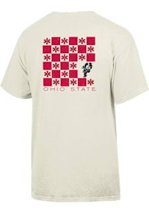 Ohio State Buckeyes Womens Ivory Checkered Flowers Short Sleeve T-Shirt