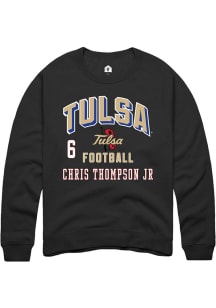 Chris Thompson Jr Rally Mens Black Tulsa Golden Hurricane NIL Arch Logo Player Crew