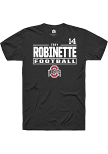 Trey Robinette Rally Mens Black Ohio State Buckeyes NIL Stacked Box Player T Shirt