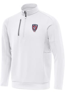 Antigua Indy Eleven Mens White Generation Long Sleeve Qtr Zip Pullover