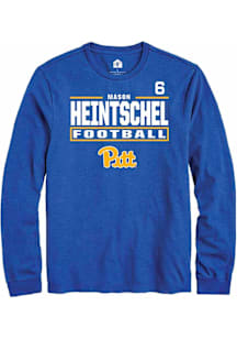 Mason Heintschel Mens Blue Pitt Panthers Football NIL Stacked Box Long Sleeve Player T Shirt