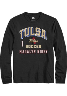 Madalyn Nigey Mens Black Tulsa Golden Hurricane NIL Arch Logo Long Sleeve Player T Shirt