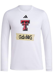 Adidas Texas Tech Red Raiders White Pregame Tape Long Sleeve T-Shirt