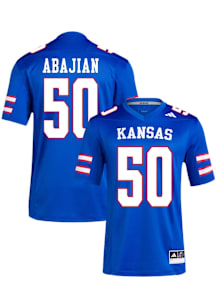 David Abajian  Adidas Kansas Jayhawks Blue NIL Replica Name And Number Football Jersey