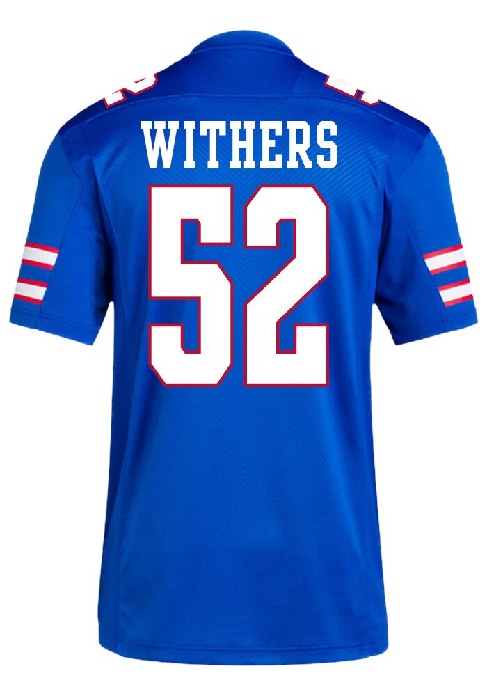 DJ Withers Mens ROYAL Kansas Jayhawks NIL Replica Name And Number