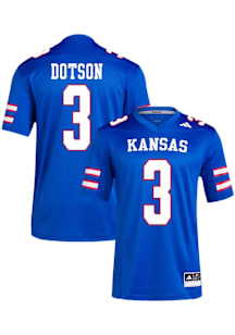 Mello Dotson  Adidas Kansas Jayhawks Blue NIL Replica Name And Number Football Jersey