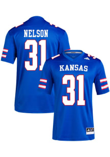 Landon Nelson  Adidas Kansas Jayhawks Blue Replica Name And Number Football Jersey