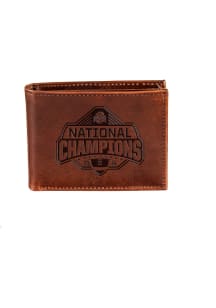 2024 Football National Champions Leather Ohio State Buckeyes Mens Bifold Wallet - Brown