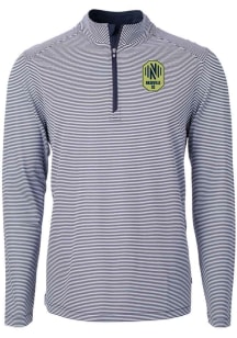 Cutter and Buck Nashville SC Mens Navy Blue Virtue Eco Pique Stripe Big and Tall Qtr Zip