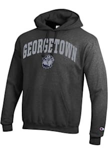 Champion Georgetown Hoyas Mens Charcoal ARCH MASCOT Long Sleeve Hoodie