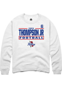 Chris Thompson Jr Rally Mens White Tulsa Golden Hurricane NIL Stacked Box Player Crew
