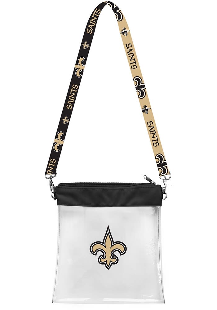 New Orleans Saints Black Pattern Strap Clear Bag