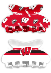 Claw Set of 2 Wisconsin Badgers Womens Hair Scrunchie - Red