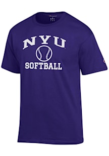 Champion NYU Violets Purple Softball Jersey Short Sleeve T Shirt