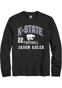 Jason Adler Mens Black K-State Wildcats NIL Arch Logo Long Sleeve Player T Shirt