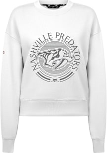 Levelwear Nashville Predators Mens White Sponge Crew Grain Long Sleeve Fashion Sweatshirt