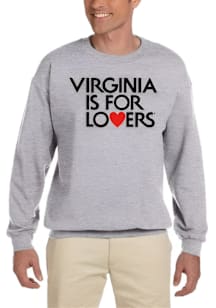 Virginia Mens Grey VA Is For Lovers Long Sleeve Crew Sweatshirt