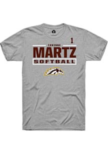Corinne Martz Western Michigan Broncos Grey NIL Stacked Box Short Sleeve Player T Shirt