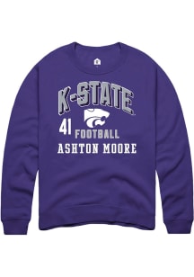 Ashton Moore Rally Mens Purple K-State Wildcats NIL Arch Logo Player Crew