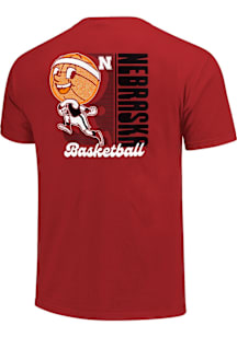 Nebraska Cornhuskers Red Retro Shadow Box Basketball Short Sleeve T Shirt