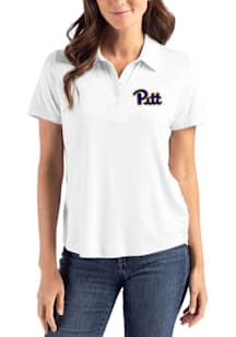 Womens Pitt Panthers White Cutter and Buck Coastline Eco Short Sleeve Polo Shirt