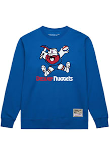 Mitchell and Ness Denver Nuggets Mens Blue 1974 Logo Long Sleeve Crew Sweatshirt