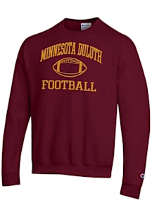Champion UMD Bulldogs Mens Maroon Football Powerblend Long Sleeve Crew Sweatshirt