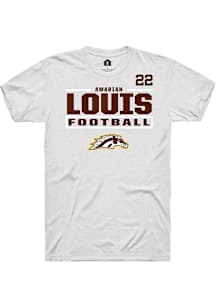 Amarian Louis Western Michigan Broncos White Football NIL Stacked Box Short Sleeve Player T Shirt