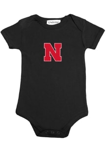 Baby Black Nebraska Cornhuskers Black Shirts Short Sleeve One Piece