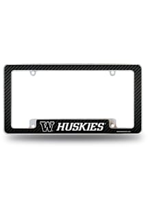 Washington Huskies Carbon Fiber All Over Chrome License Plate Frame - Silver