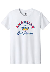 Summit Sportswear Amarillo Sod Poodles Youth White Vintage Arch Script Short Sleeve T-Shirt