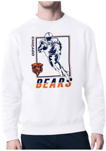 Starter Chicago Bears Mens White Grid Long Sleeve Crew Sweatshirt