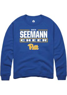 Owen Seemann Rally Mens Blue Pitt Panthers NIL Stacked Box Player Crew