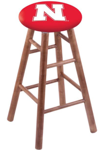 Brown Nebraska Cornhuskers Round Cushion Maple Pub Stool