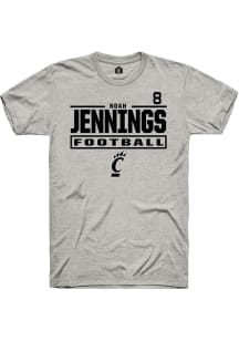 Noah Jennings Rally Mens Ash Cincinnati Bearcats NIL Stacked Box Player T Shirt