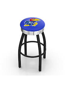 Kansas Jayhawks 3 Ring Chrome Seat Pub Stool - Black