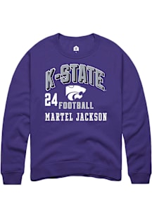 Martel Jackson K-State Wildcats Mens Purple Football NIL Arch Logo Player Crew