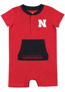 Baby Nebraska Cornhuskers  Colosseum Primary Logo Short Sleeve One Piece
