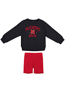 Colosseum Nebraska Cornhuskers Toddler Girls Primary Logo Top and Bottom Set Red