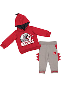 Colosseum Nebraska Cornhuskers Baby Red Dinosaur Short Sleeve One Piece