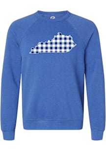 Summit Sportswear Kentucky Mens Blue Gingham State Long Sleeve Crew Sweatshirt