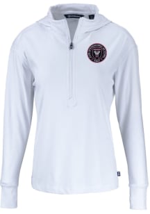 Cutter and Buck Inter Miami CF Womens White Daybreak Hood Qtr Zip