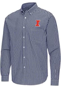 Mens Illinois Fighting Illini Navy Blue Antigua Ellis Long Sleeve Dress Shirt