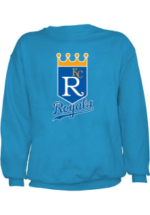 Kansas City Royals Mens Light Blue Coop Logo Long Sleeve Crew Sweatshirt