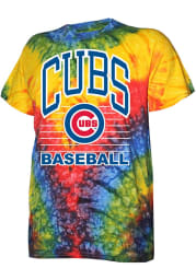 Chicago Cubs Blue Rainbow Tie Dye Short Sleeve Fashion T Shirt