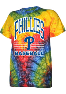 Philadelphia Phillies Red Rainbow Tie Dye Short Sleeve Fashion T Shirt