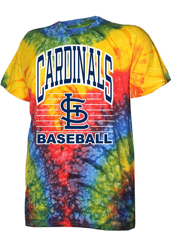 Dynasty Apparel Corp. St Louis Cardinals Red Rainbow Tie Dye Short Sleeve Fashion T Shirt, Red, 100% Cotton, Size M, Rally House