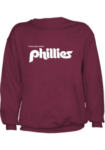 Philadelphia Phillies Mens Maroon Coop Wordmark Long Sleeve Crew Sweatshirt