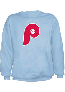 Philadelphia Phillies Mens Light Blue Primary Coop Logo Long Sleeve Crew Sweatshirt
